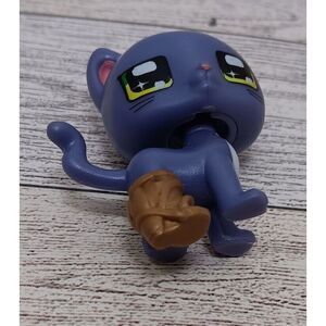 Boxy Girls Pets Mini Purple Cat 1‎ 1/2" Figure Wobbly Head Miniatures Kitty